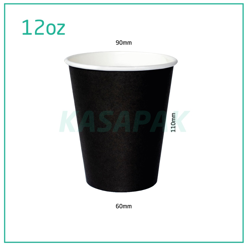 12oz Single Wall Black Paper Cup 1000/ctn
