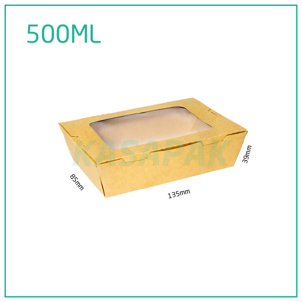 500ml W Kraft Paper Window Lunch Box 200/ctn
