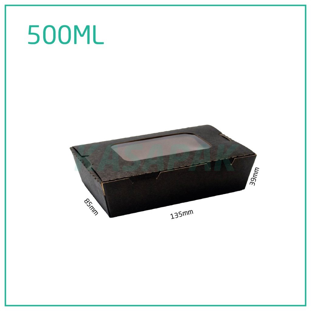 500ml W Black Paper Window Lunch Box 200/ctn