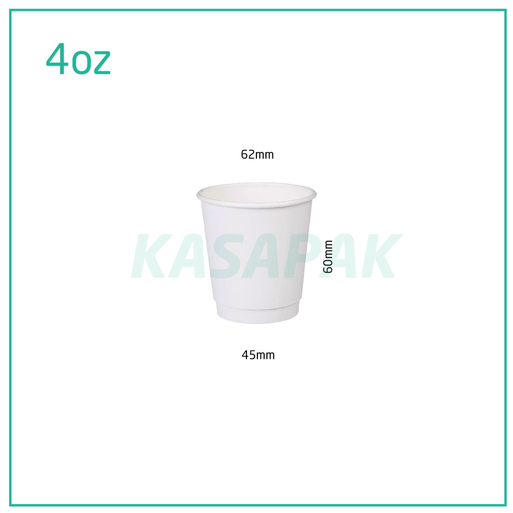 4oz Double Wall White Paper Cup 500/ctn