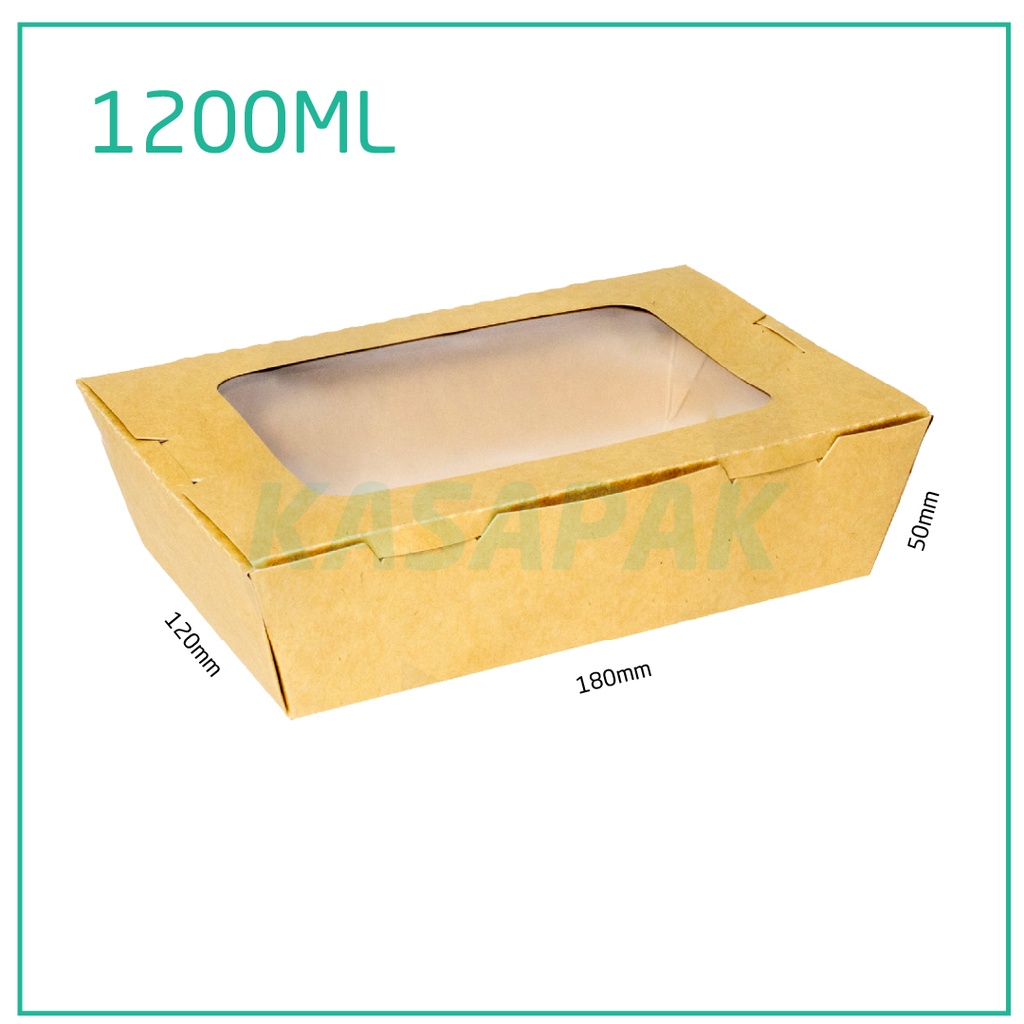 1200ml W Kraft Paper Window Lunch Box 200/ctn