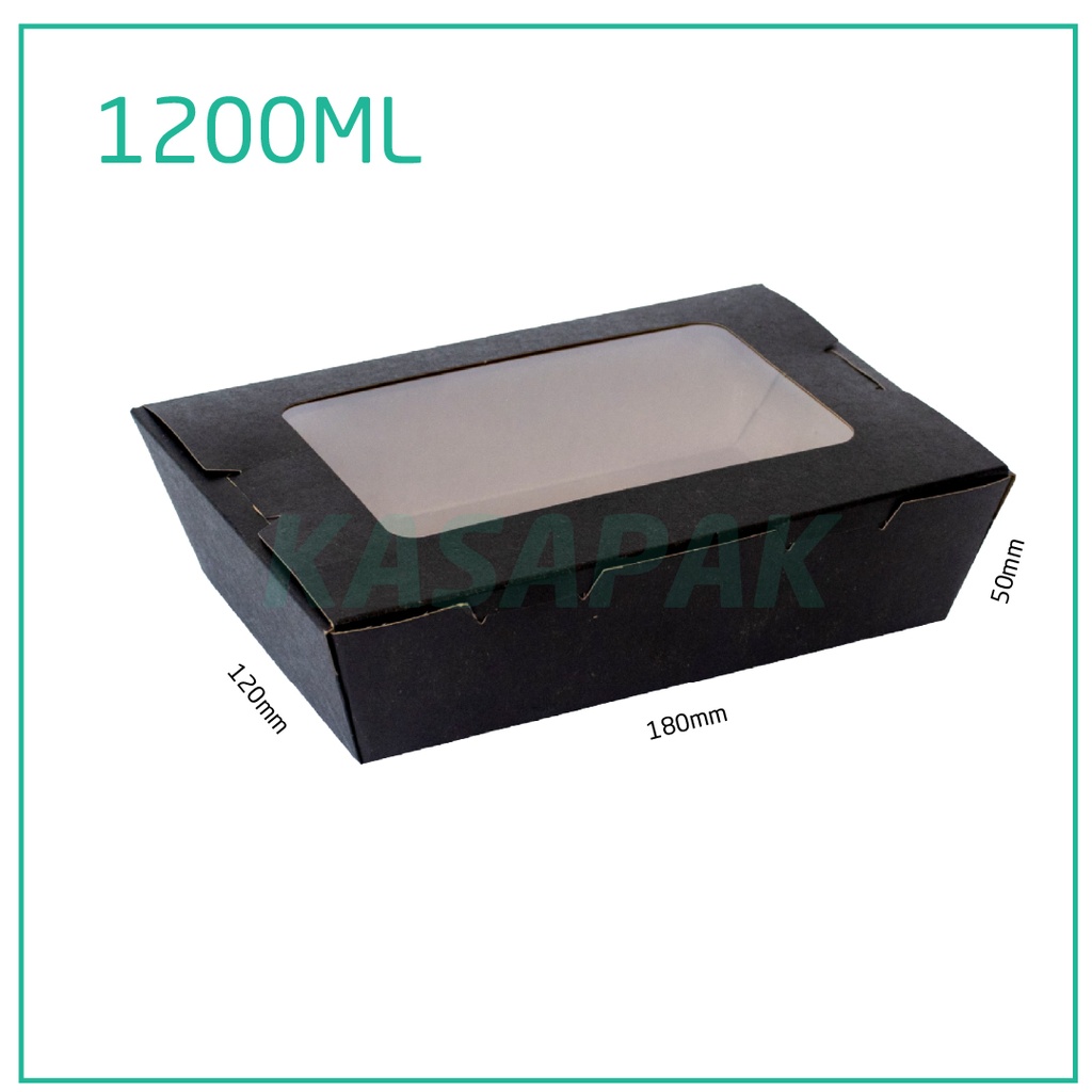 1200ml W Black Paper Window Lunch Box 200/ctn