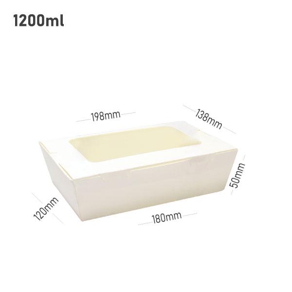 1200ml W White Paper Window Lunch Box 200/ctn