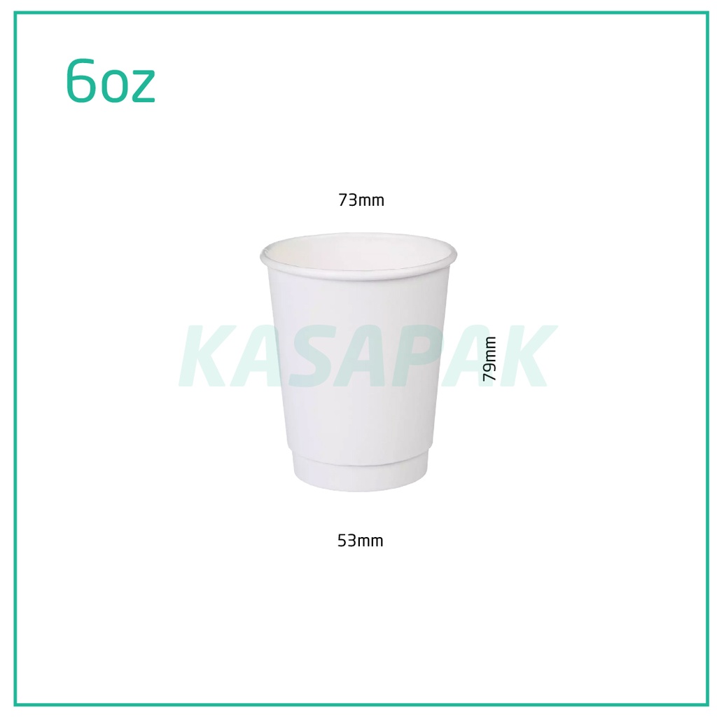 6oz Double Wall White Paper Cup 500/ctn