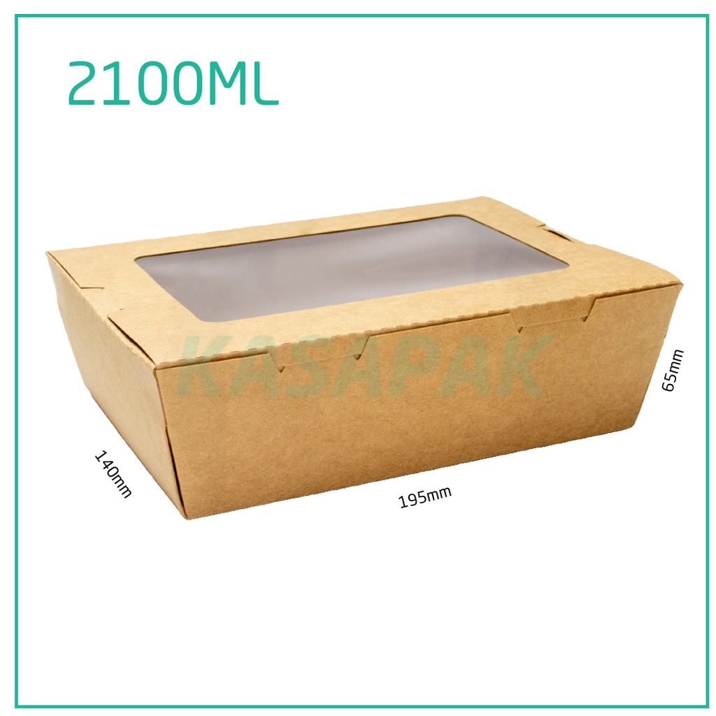 2100ml W Kraft Paper Window Lunch Box 200/ctn