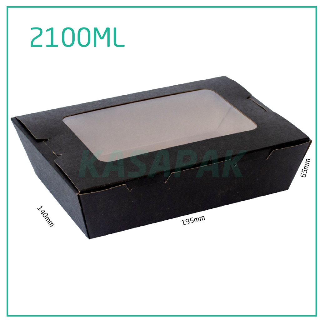 2100ml W Black Paper Window Lunch Box 200/ctn