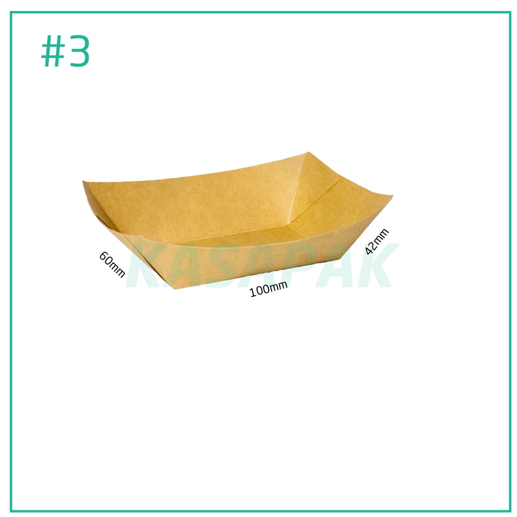 #3 Kraft Paper Food Tray 10x6x4.2H cm 500/ctn