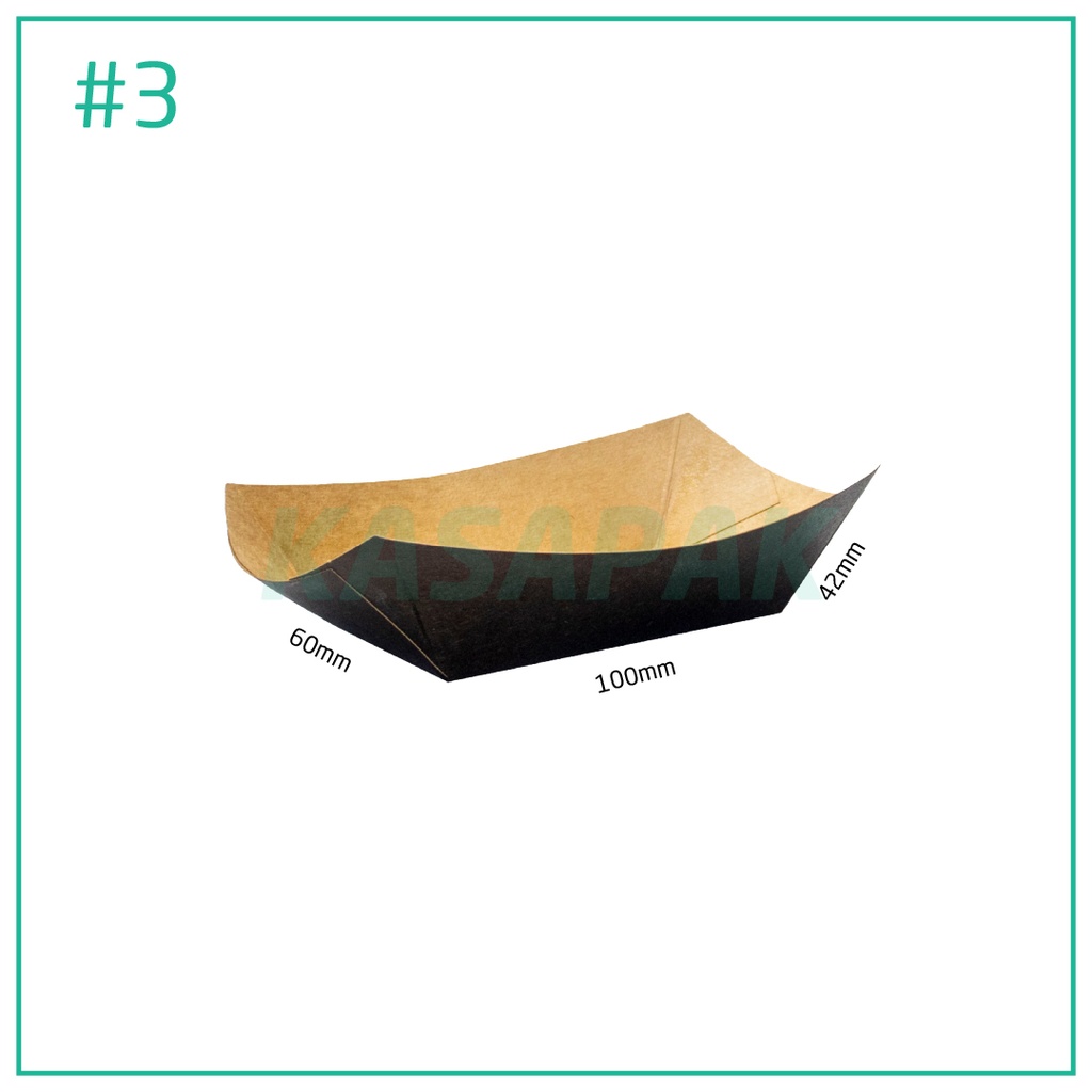 #3 Black Paper Food Tray 10x6x4.2H cm 500/ctn