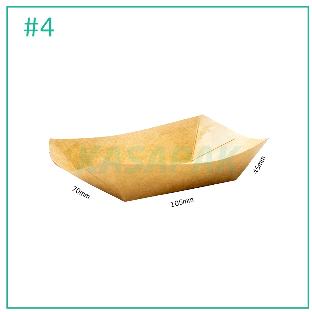 #4 Kraft Paper Food Tray 10.5x7x4.5H cm 500/ctn