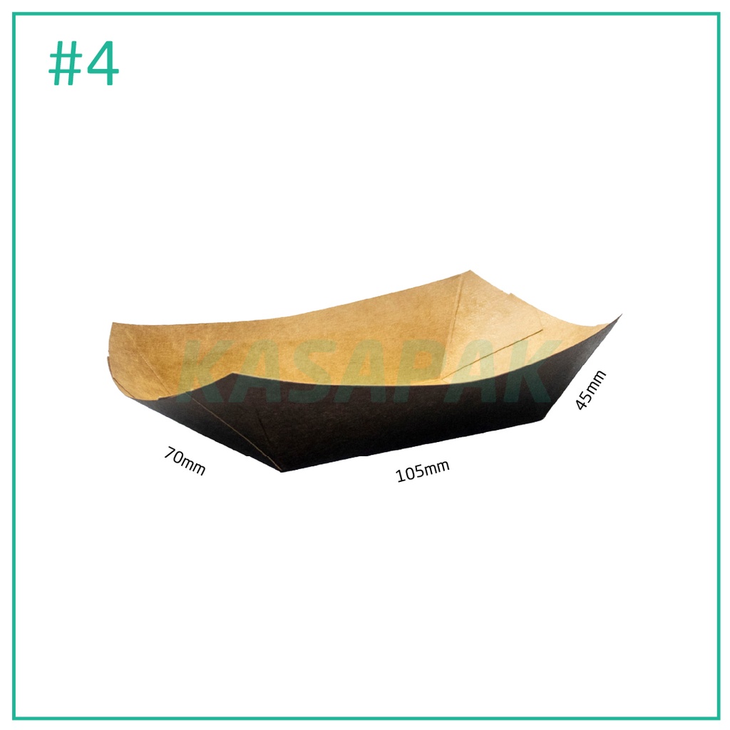 #4 Black Paper Food Tray 10.5x7x4.5H cm 500/ctn