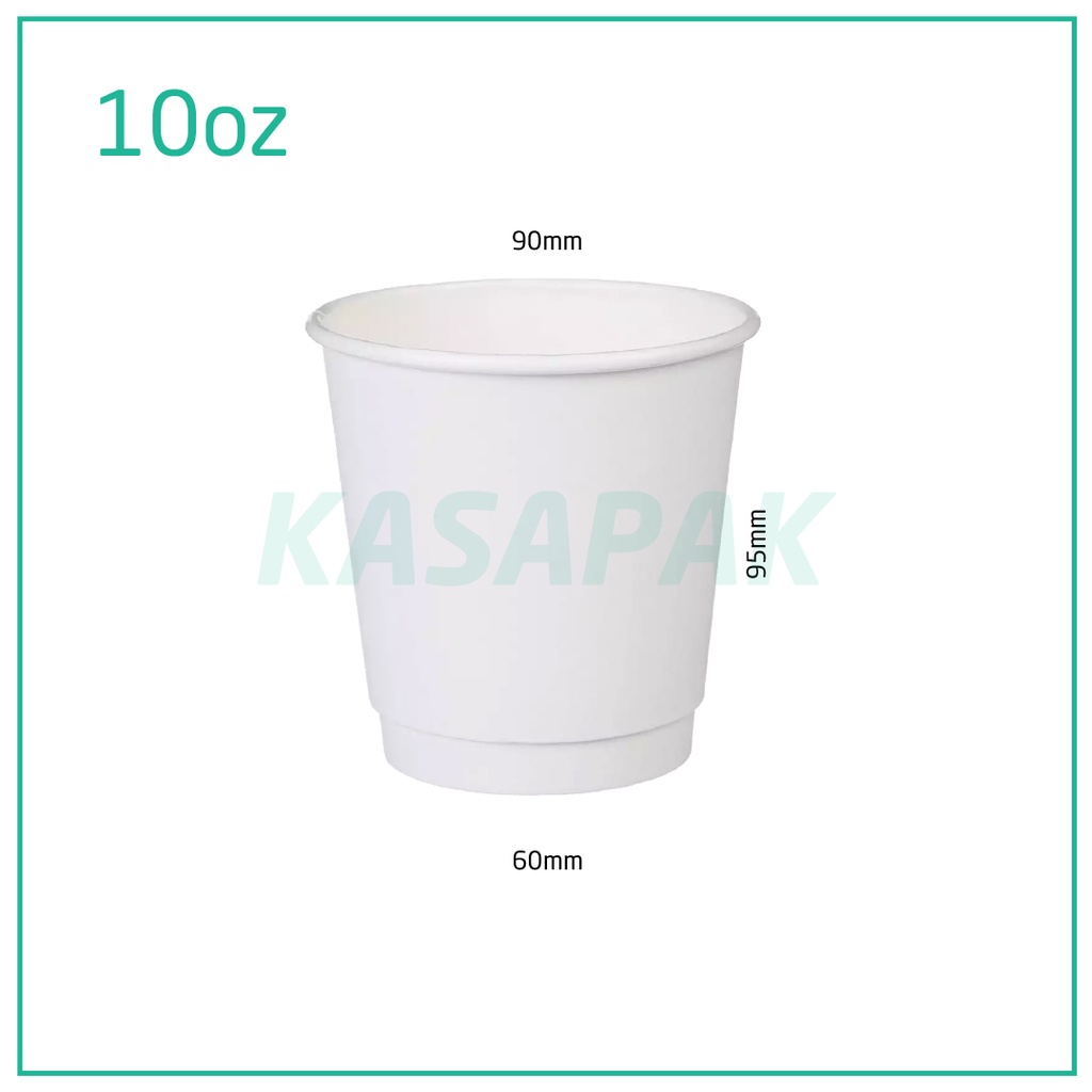 10oz Double Wall White Paper Cup 500/ctn