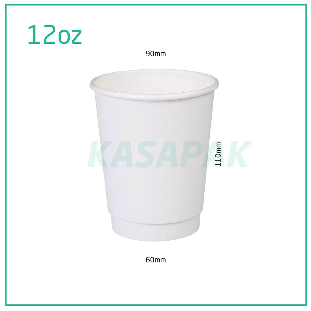 12oz Double Wall White Paper Cup 500/ctn