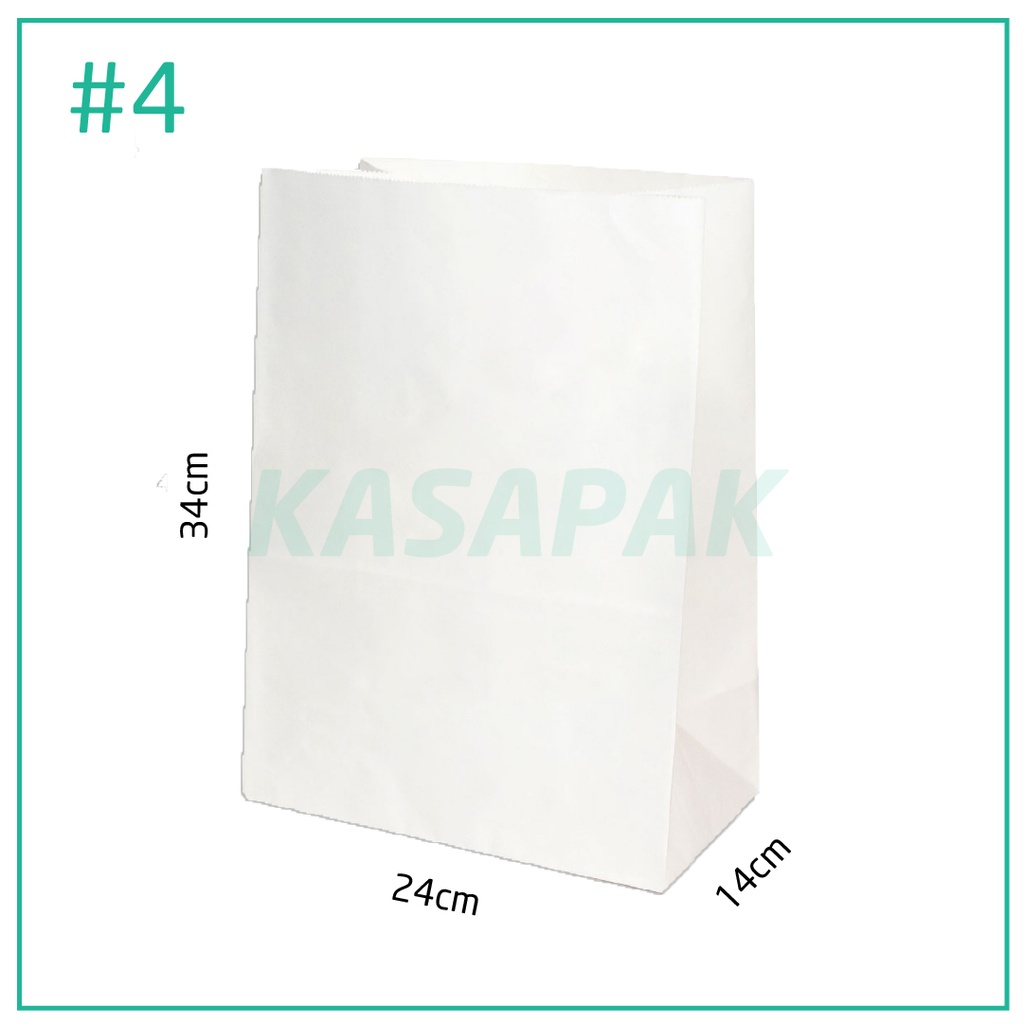#4 White Paper No Handle Bag 24×14×34H cm 200/ctn