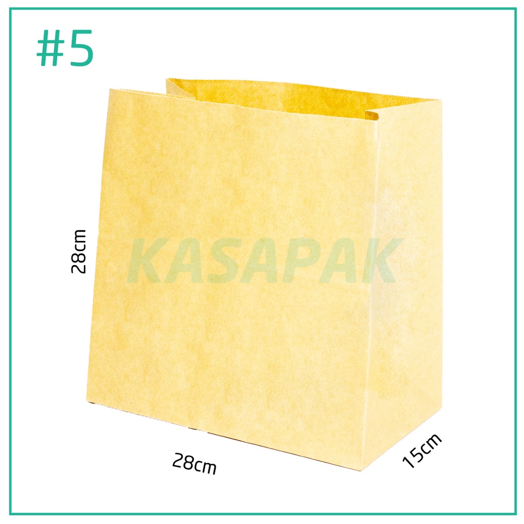 #5 Kraft Paper No Handle Bag 28×15×28H cm 200/ctn