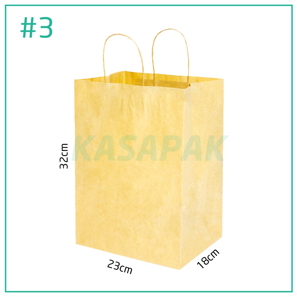 #3 Kraft Paper Twisted Handle Bag 23×18×32H cm 200/ctn