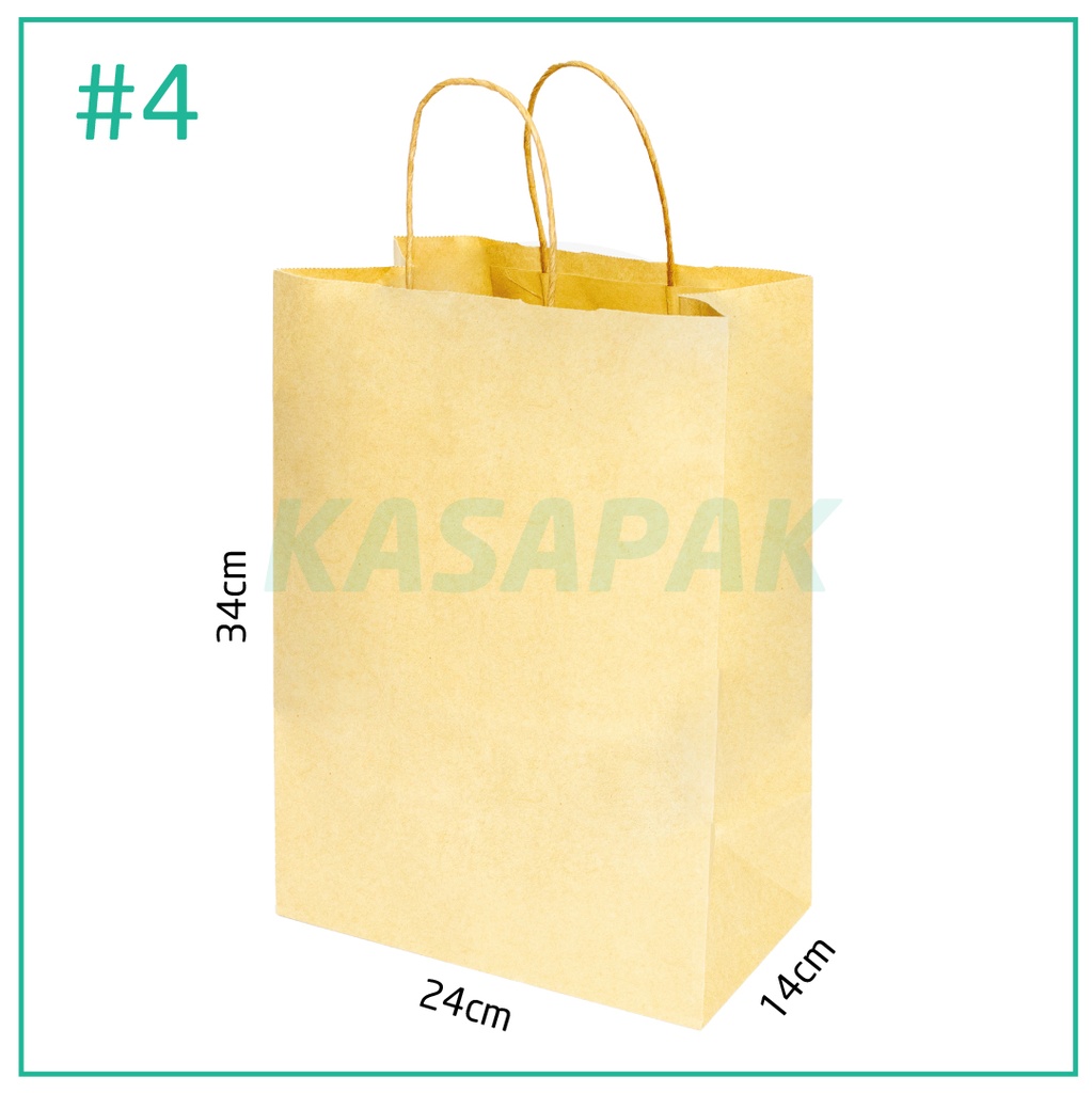 #4 Kraft Paper Twisted Handle Bag 24×14×34H cm 200/ctn