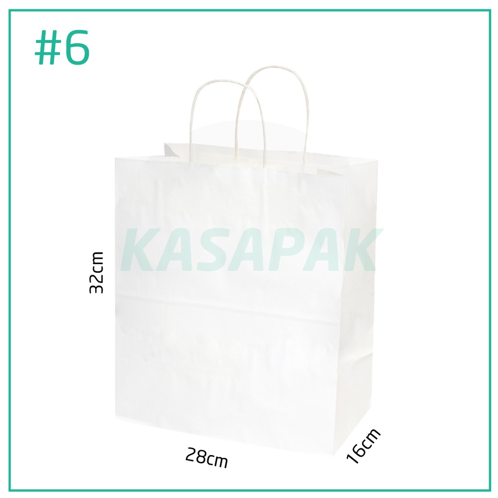 #6 White Paper Twisted Handle Bag 28×16×32H cm 200/ctn
