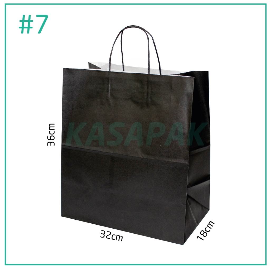 #7 Black Paper Twisted Handle Bag 32×18×36H cm 200/ctn