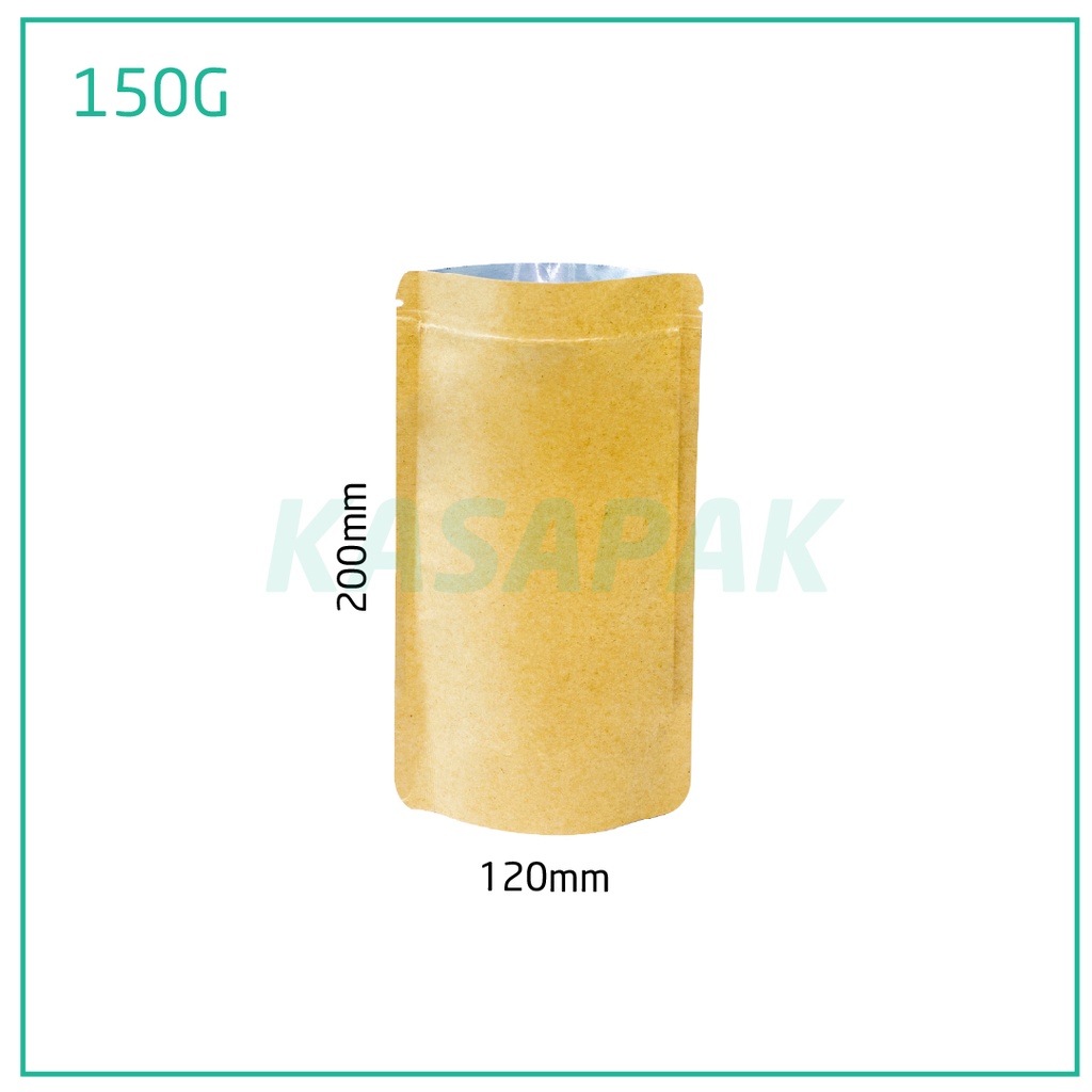 150g Kraft Stand Up Ziplock Bag 250/ctn
