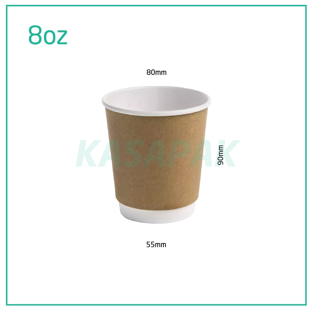 8oz Double Wall White&Kraft Paper Cup 500/ctn