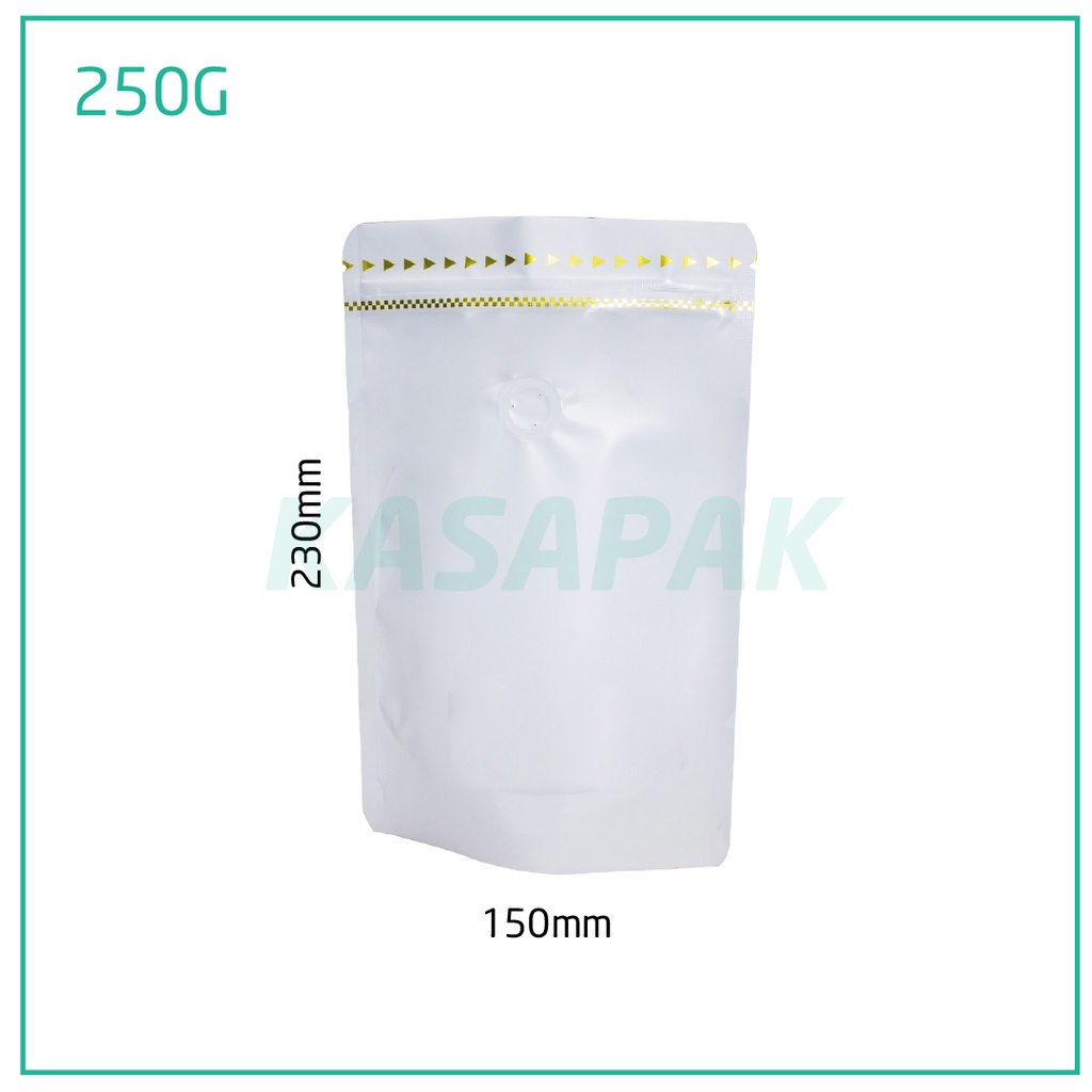 250g White Stand Up Ziplock Valve Bag 300/ctn