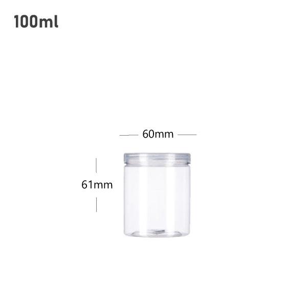 100ml/60mm PET Clear Plastic Jar With PP Cap 100/ctn