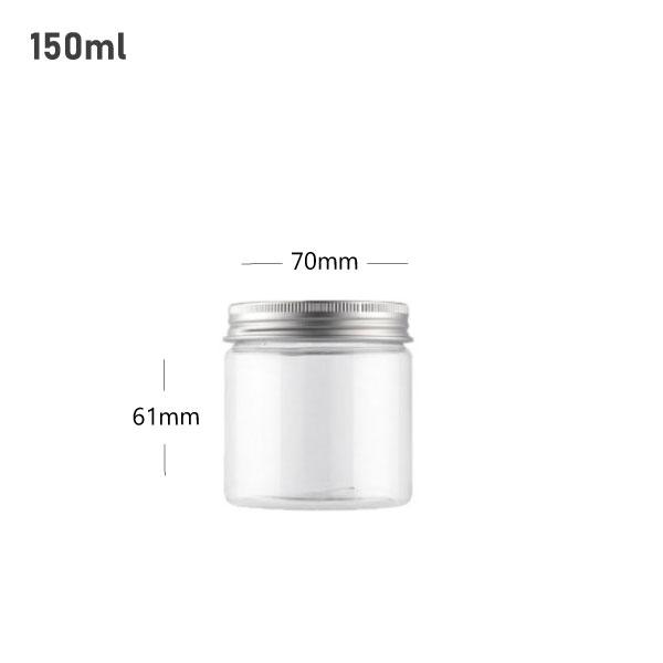 150ml/70mm PET Clear Plastic Jar With Alu Cap 100/ctn