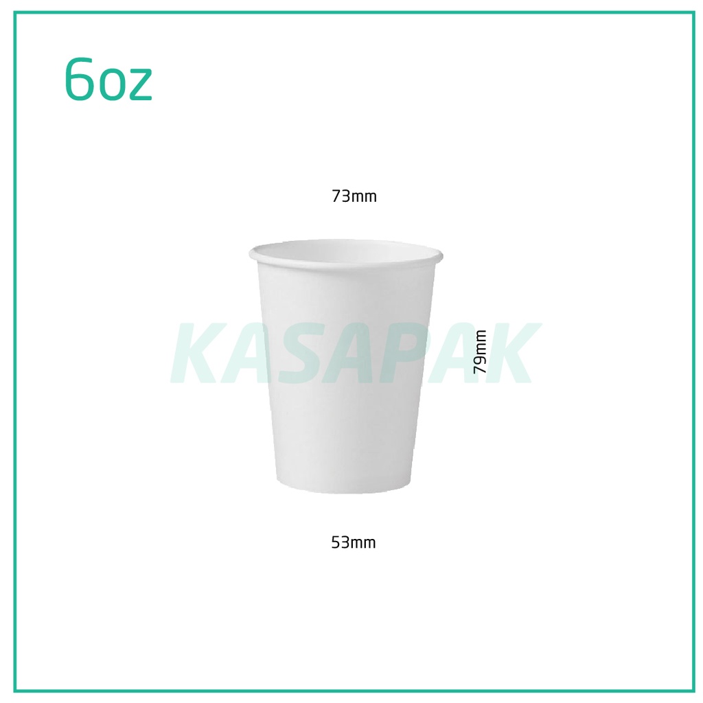 6oz Single Wall White Paper Cup 1000/ctn