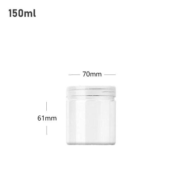 150ml/70mm PET Clear Plastic Jar With PP Cap 100/ctn