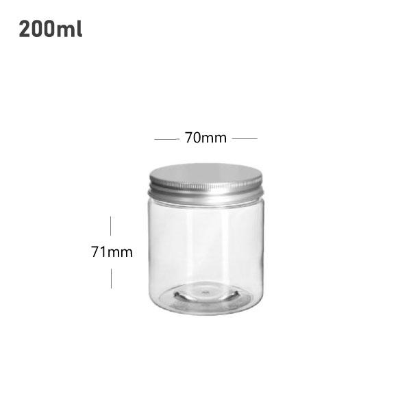 200ml/70mm PET Clear Plastic Jar With Alu Cap 100/ctn