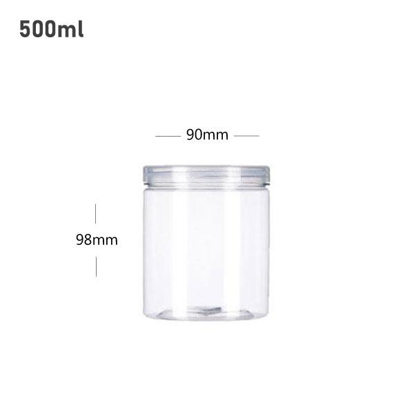 500ml/90mm PET Clear Plastic Jar With PP Cap 100/ctn