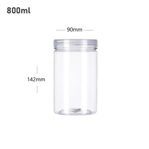 800ml/90mm PET Clear Plastic Jar With PP Cap 100/ctn