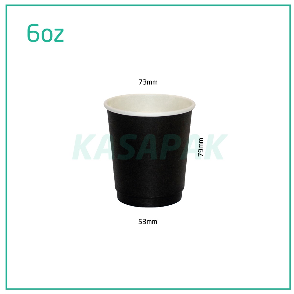 6oz Double Wall Black Paper Cup 500/ctn