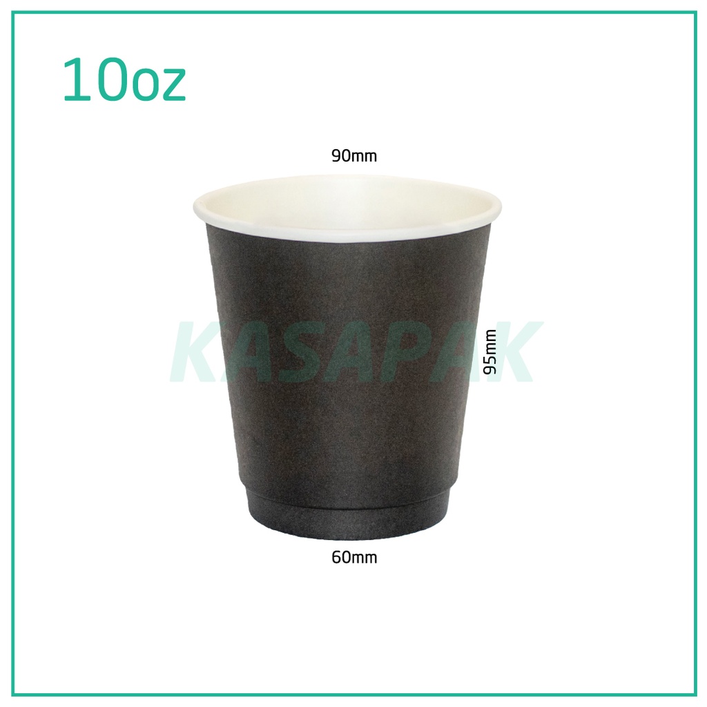 10oz Double Wall Black Paper Cup 500/ctn
