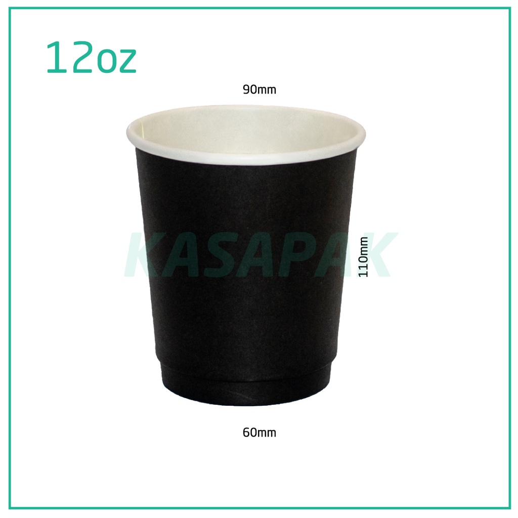 12oz Double Wall Black Paper Cup 500/ctn
