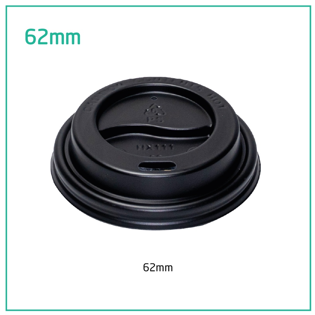 62mm PS Plastic Black No Cap Lid 1000/ctn