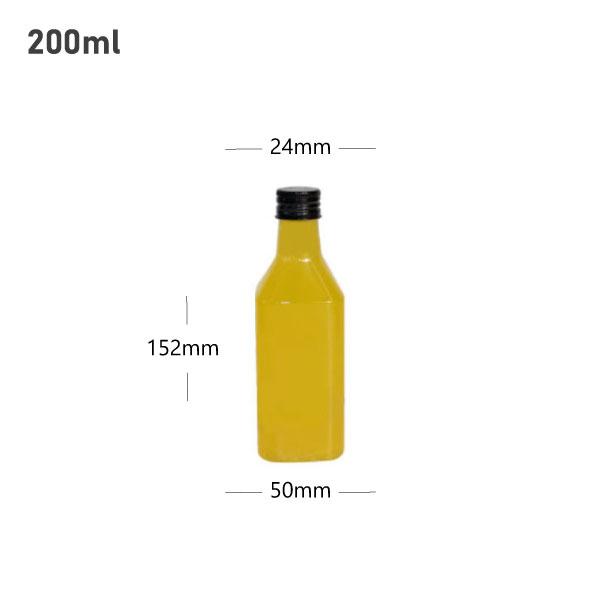 200ml PET Plastic Bottle with Black Alu Cap 200/ctn