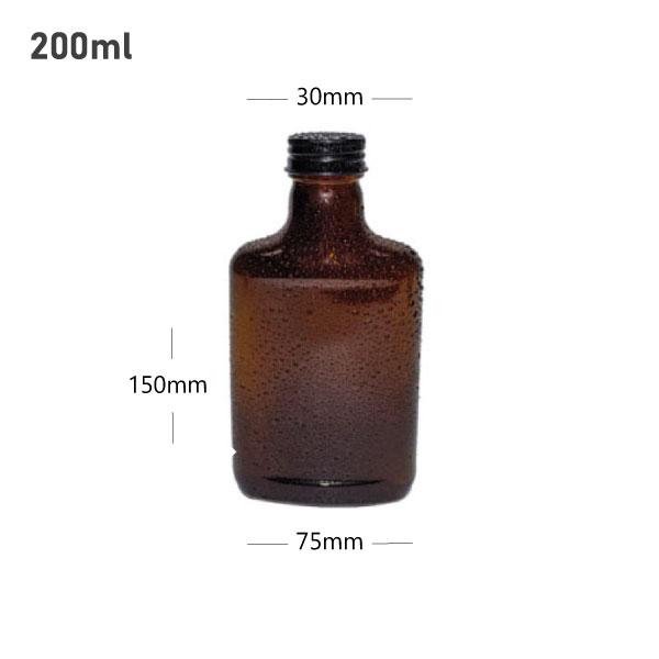 200ml D Brown Cold Brew Glass Bottle Black Alu Cap 50/Ctn