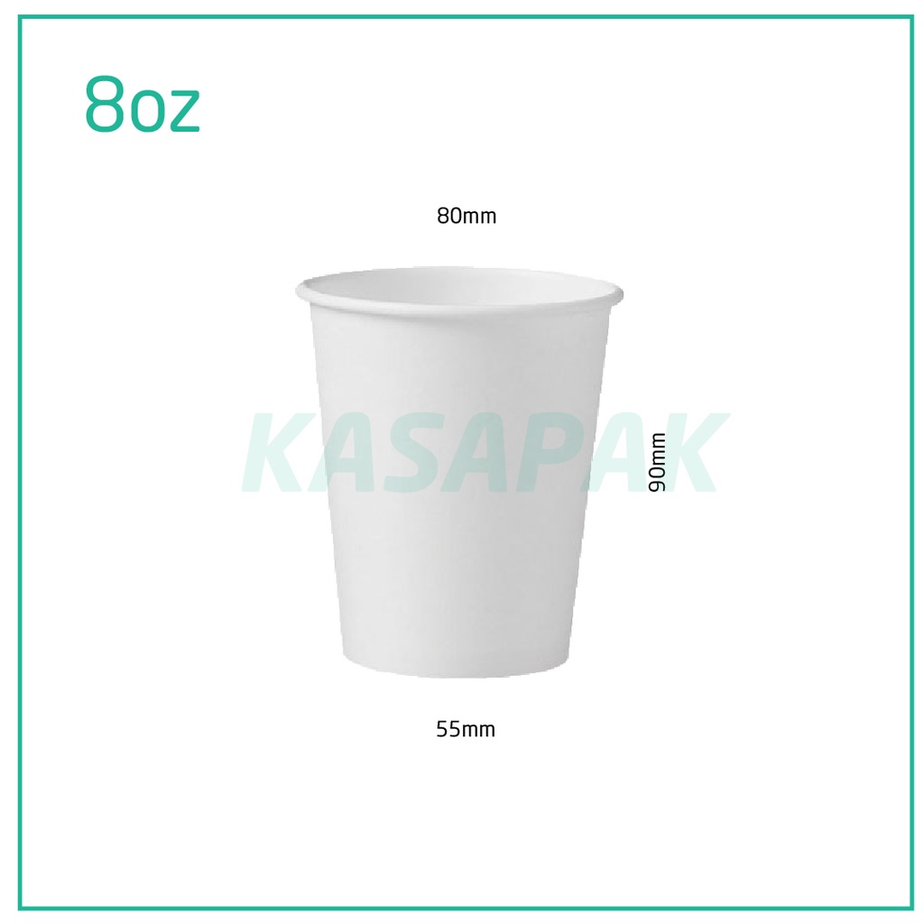 8oz Single Wall White Paper Cup 1000/ctn