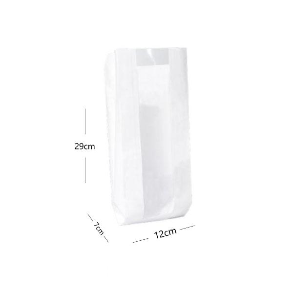 White Paper Window Satchel Bag 12×7×27cm - 1000/ctn