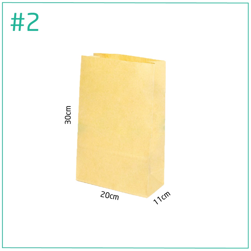 #2 Kraft Paper No Handle Bag 20×11×30H cm 200/ctn