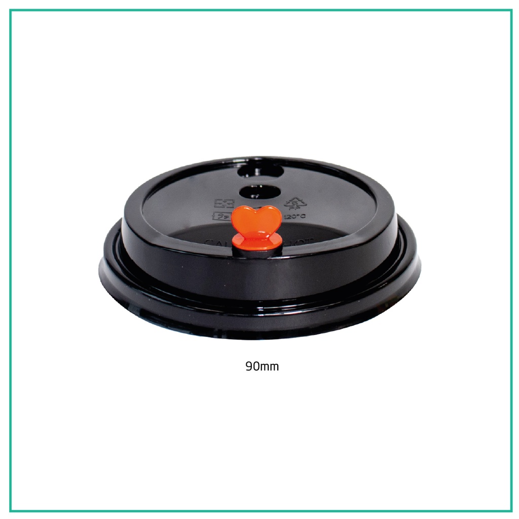 90mm PP Plastic Black Lid With Red Heart 1000/ctn
