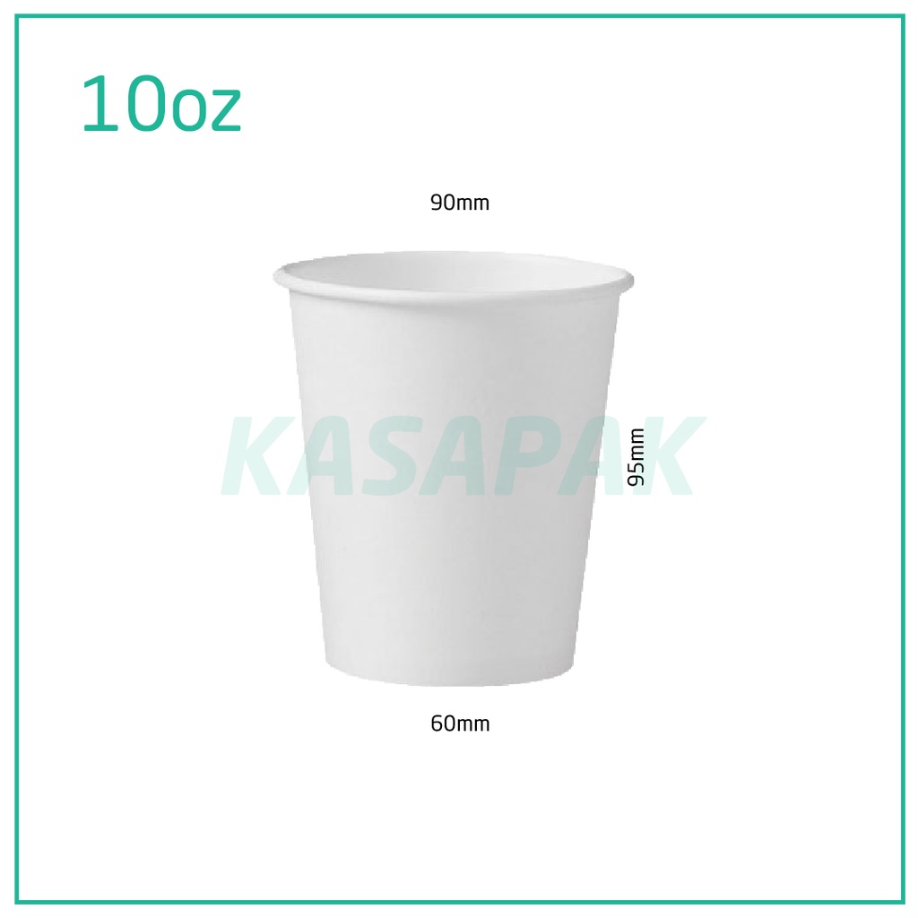 10oz Single Wall White Paper Cup 1000/ctn