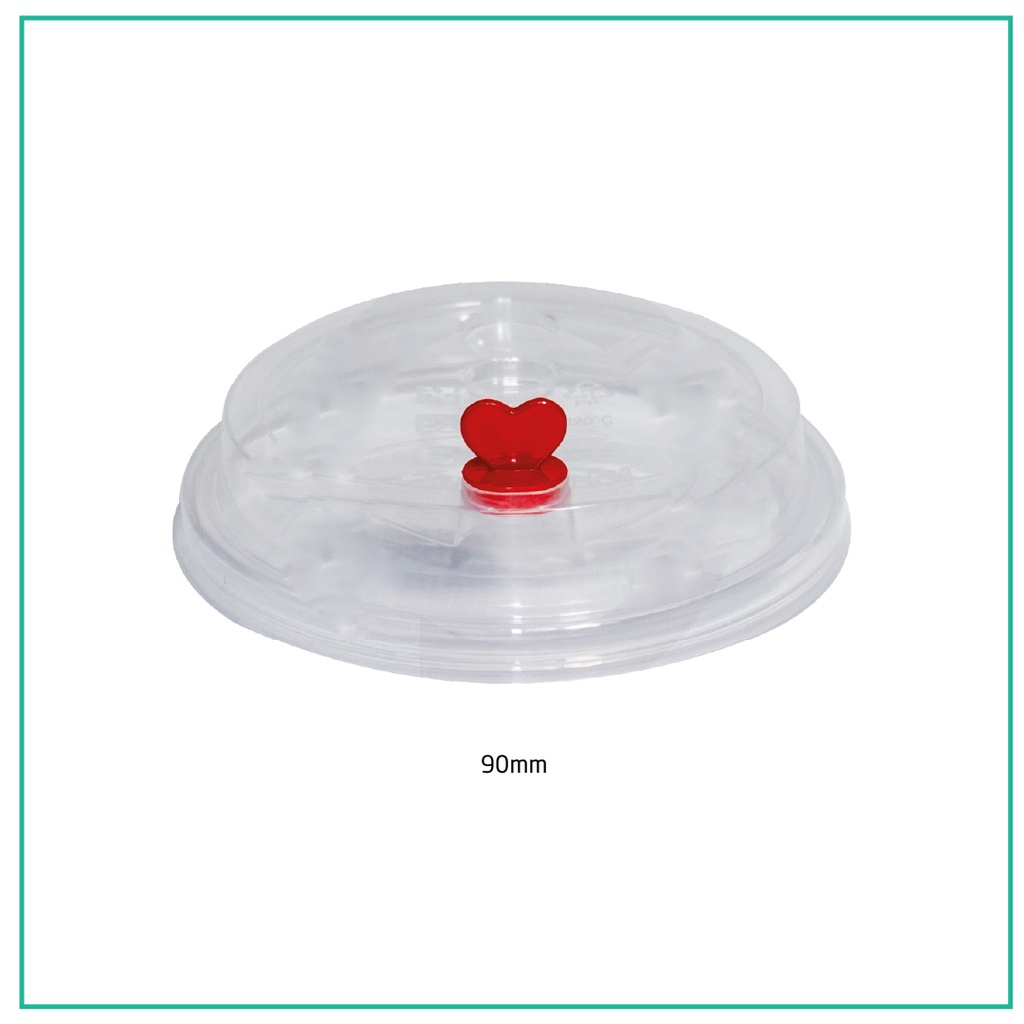 90mm PP Plastic Clear Lid With Red Heart 1000/ctn
