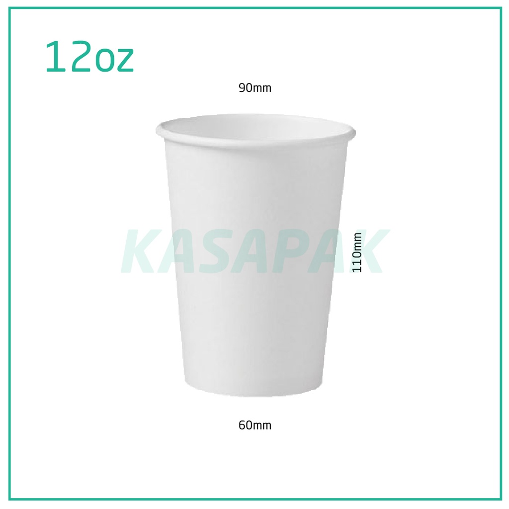 12oz Single Wall White Paper Cup 1000/ctn