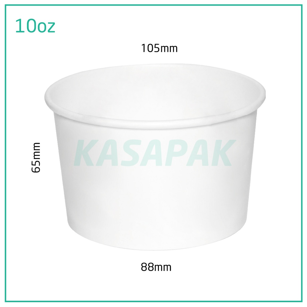 10oz White Paper Ice Cream Cup 1000/ctn