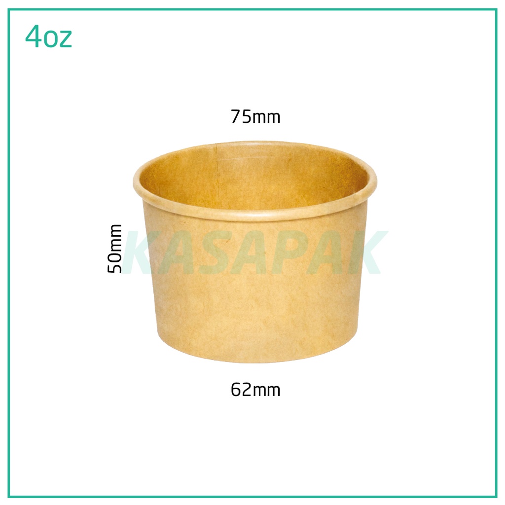 كوب أيس كريم ورق كرافت مقاس 4 أونص 1000 حبة 