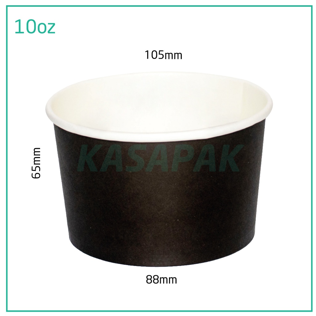 10oz Black Paper Ice Cream Cup 1000/ctn