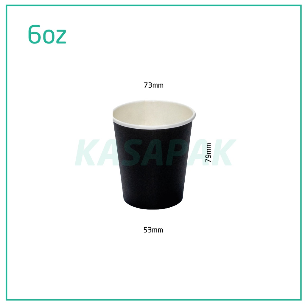 6oz Single Wall Black Paper Cup 1000/ctn