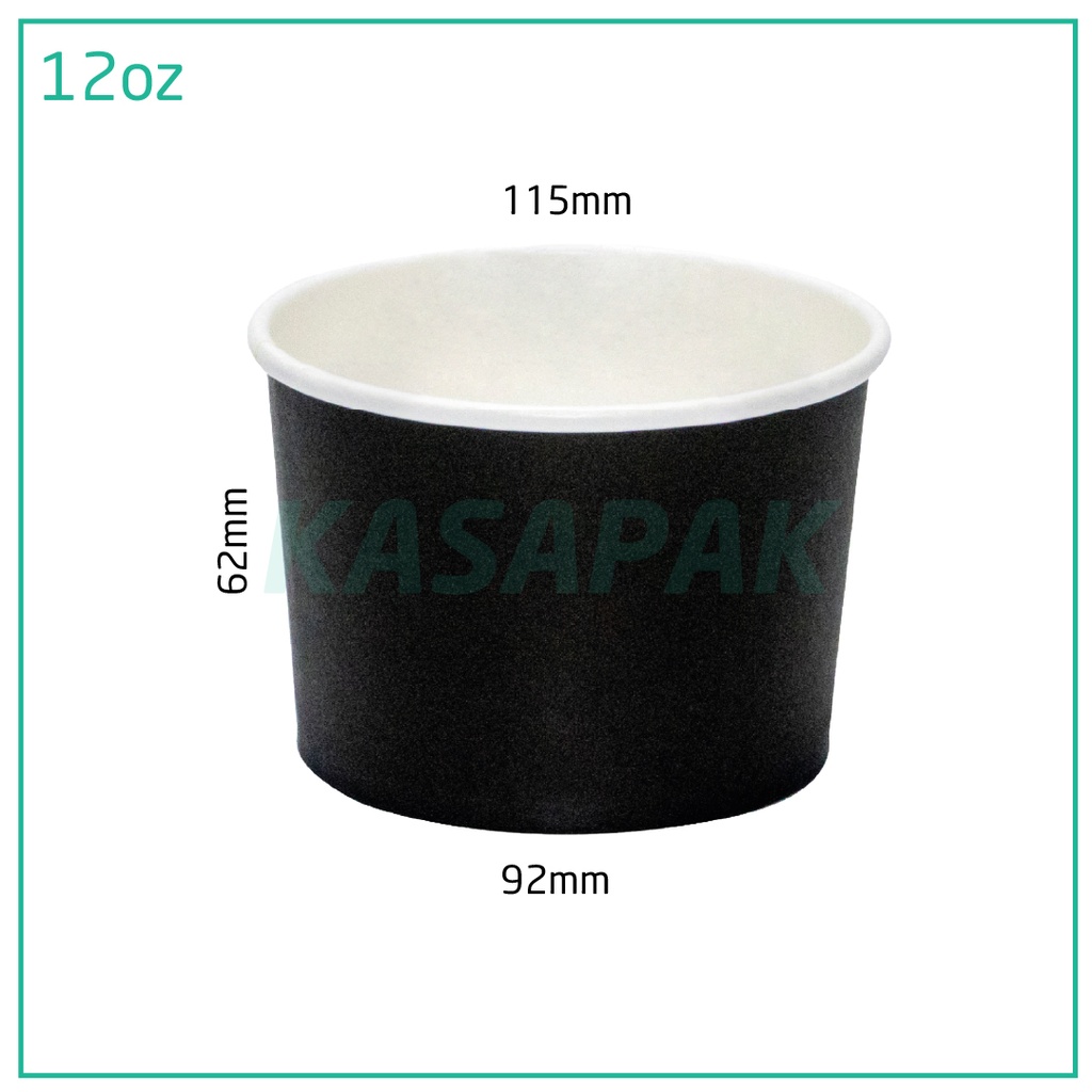 12oz Black Paper Soup Bowl 500/ctn